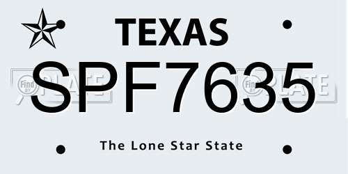 SPF7635 Texas License Plate