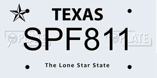 SPF811 Texas License Plate
