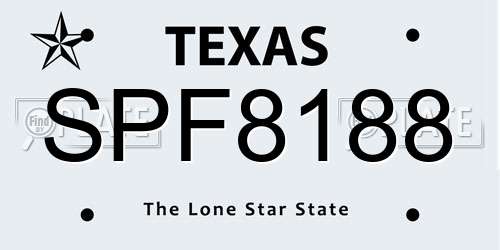 SPF8188 Texas License Plate
