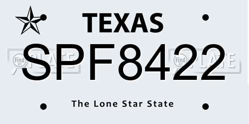 SPF8422 Texas License Plate