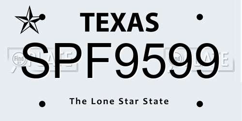 SPF9599 Texas License Plate