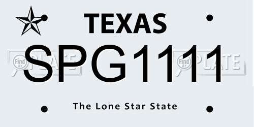 SPG1111 Texas License Plate