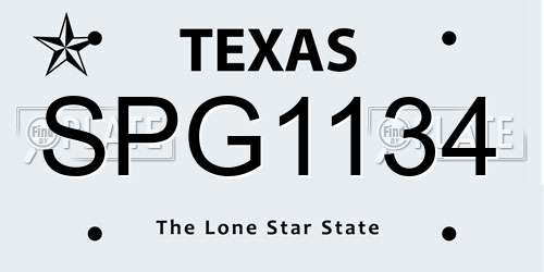 SPG1134 Texas License Plate