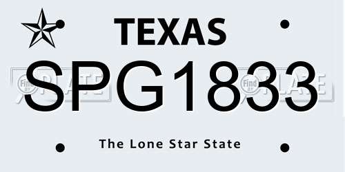 SPG1833 Texas License Plate