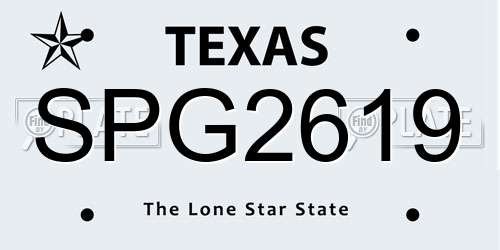 SPG2619 Texas License Plate