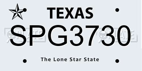 SPG3730 Texas License Plate
