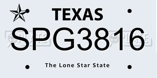 SPG3816 Texas License Plate