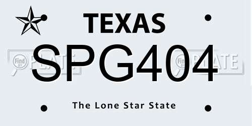 SPG404 Texas License Plate