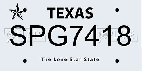 SPG7418 Texas License Plate