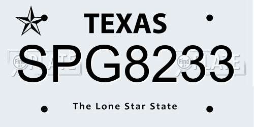 SPG8233 Texas License Plate