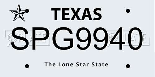 SPG9940 Texas License Plate
