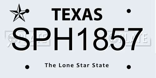 SPH1857 Texas License Plate