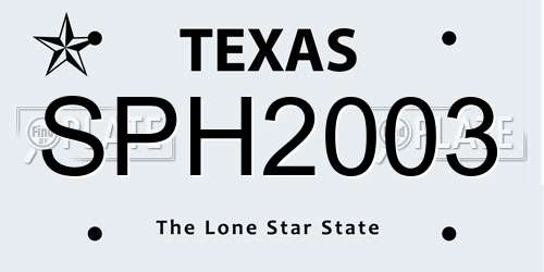 SPH2003 Texas License Plate