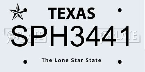 SPH3441 Texas License Plate