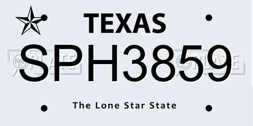 SPH3859 Texas License Plate