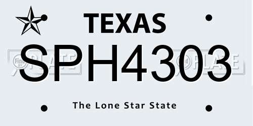 SPH4303 Texas License Plate