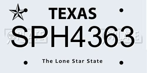 SPH4363 Texas License Plate