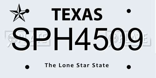 SPH4509 Texas License Plate