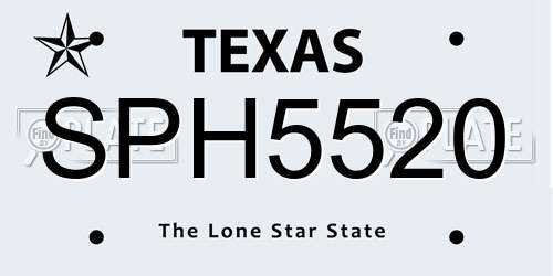 SPH5520 Texas License Plate