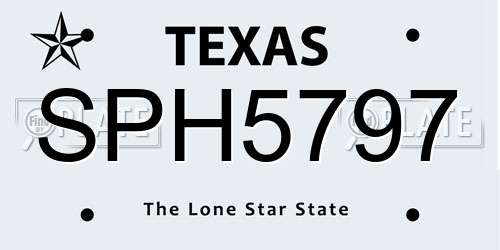 SPH5797 Texas License Plate
