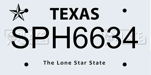 SPH6634 Texas License Plate