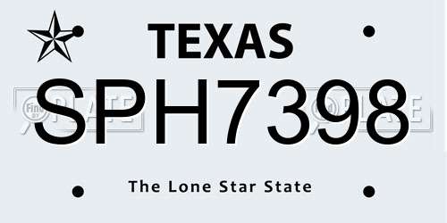 SPH7398 Texas License Plate