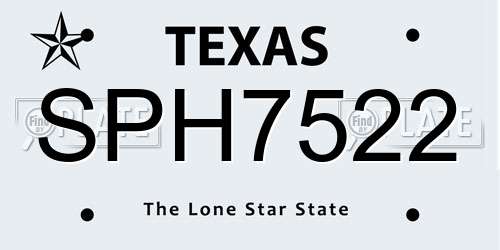 SPH7522 Texas License Plate