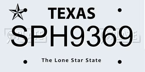 SPH9369 Texas License Plate