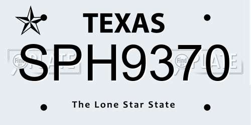 SPH9370 Texas License Plate