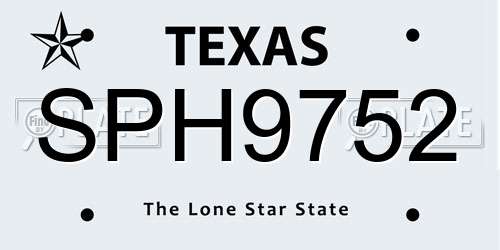 SPH9752 Texas License Plate