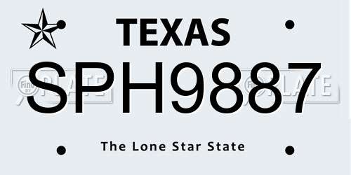 SPH9887 Texas License Plate