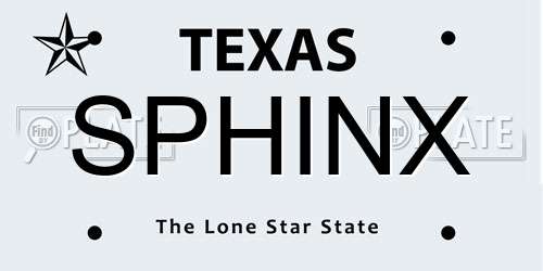 SPHINX Texas License Plate