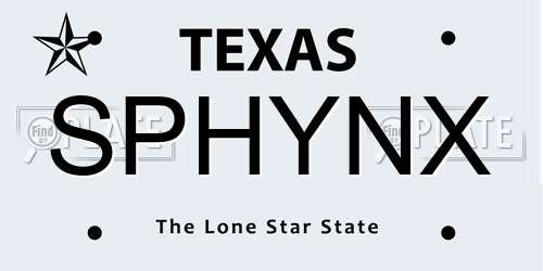 SPHYNX Texas License Plate