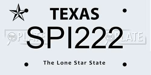 SPI222 Texas License Plate