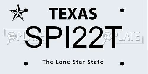 SPI22T Texas License Plate
