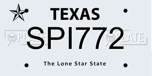 SPI772 Texas License Plate