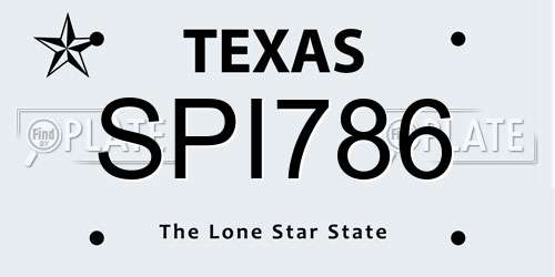 SPI786 Texas License Plate