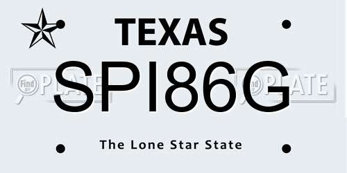 SPI86G Texas License Plate