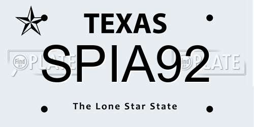SPIA92 Texas License Plate
