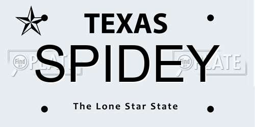 SPIDEY Texas License Plate