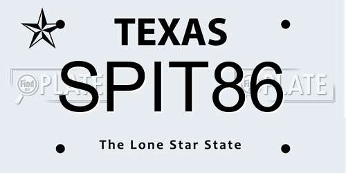 SPIT86 Texas License Plate