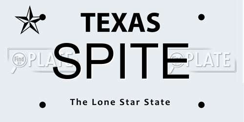 SPITE Texas License Plate
