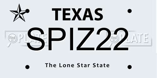 SPIZ22 Texas License Plate
