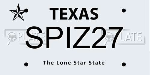 SPIZ27 Texas License Plate
