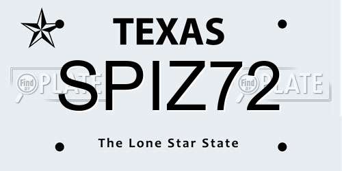 SPIZ72 Texas License Plate