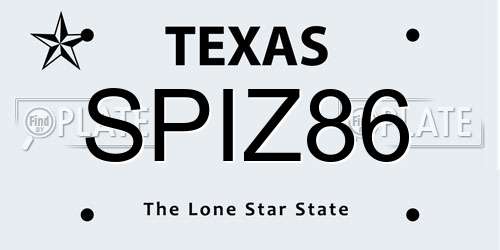 SPIZ86 Texas License Plate