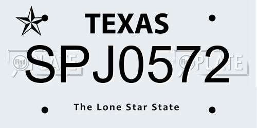 SPJ0572 Texas License Plate