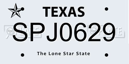 SPJ0629 Texas License Plate