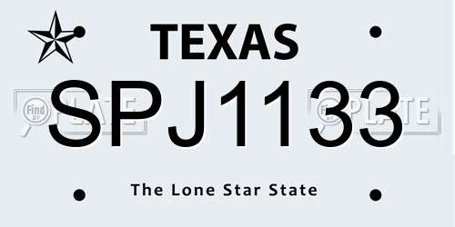 SPJ1133 Texas License Plate