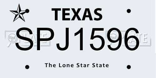SPJ1596 Texas License Plate
